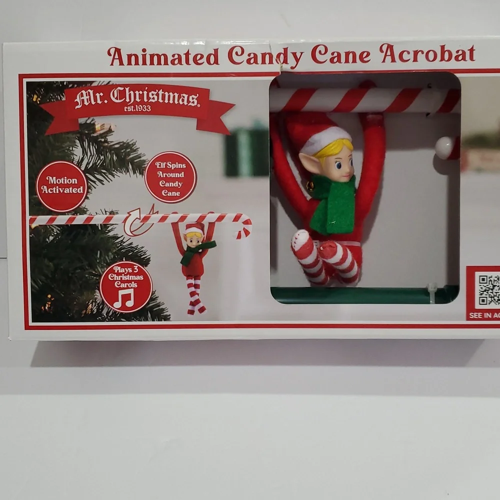Animated candy cane acrobat‎ elf new